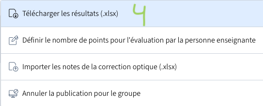 Option Télécharger les résultats (.xlsx)