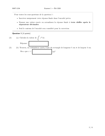 Page 3 : question 1